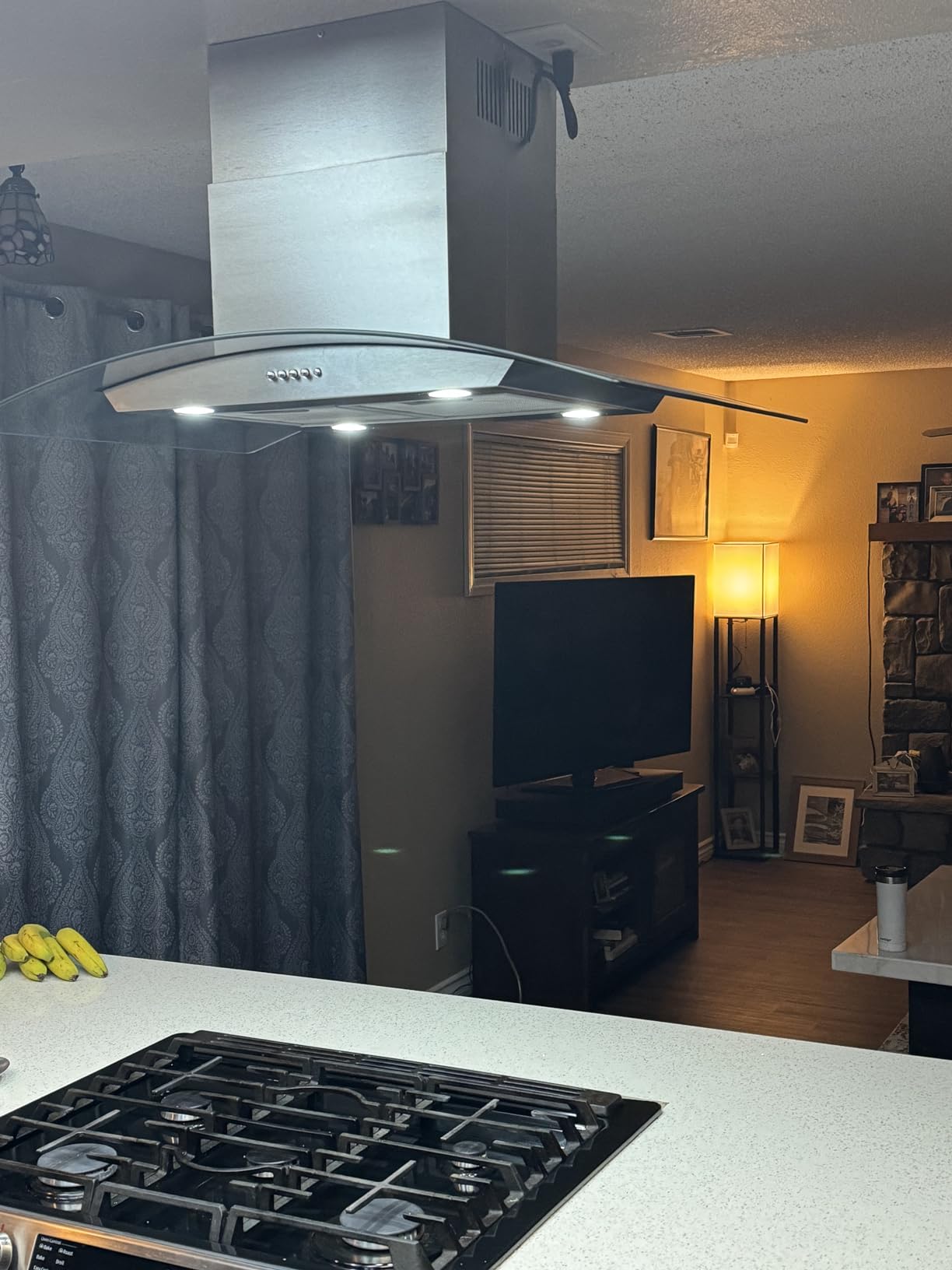 Tieasy Island Range Hood 36 inch 700 CFM Ceiling Mount Kitchen Stove Hood Ducted with Tempered Glass 4 LED Lights Touch Control 3 Speed Fan Permanent Filters customer photo 1