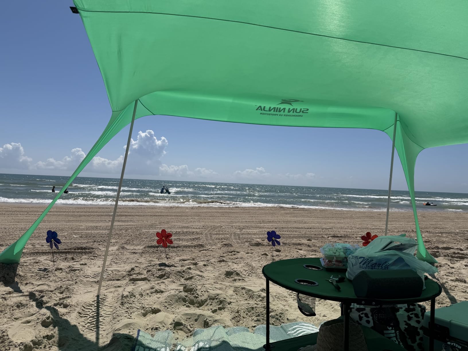 SUN NINJA Beach Tent Sun Shelter, Beach Shade Canopy with UPF50+ Protection customer photo 1