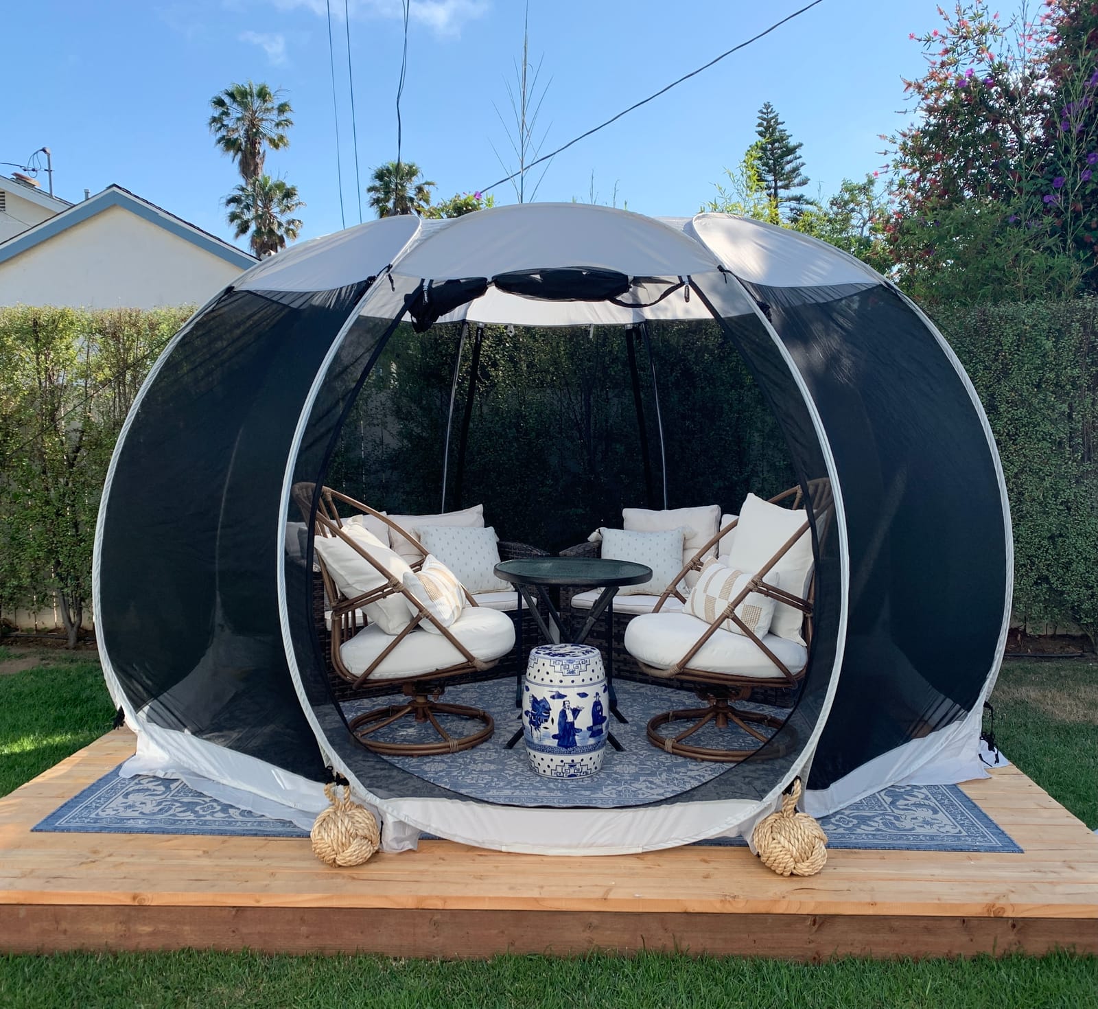 LEEDOR Pop Up Screen House, 6-10-15 Person Outdoor Screen Tent，Camping Screen Room with Carry Bag, Screened Gazebo with Mosquito Netting, Instant UV Resistant Sun Shelter for Garden, Patio, Backyard customer photo 1
