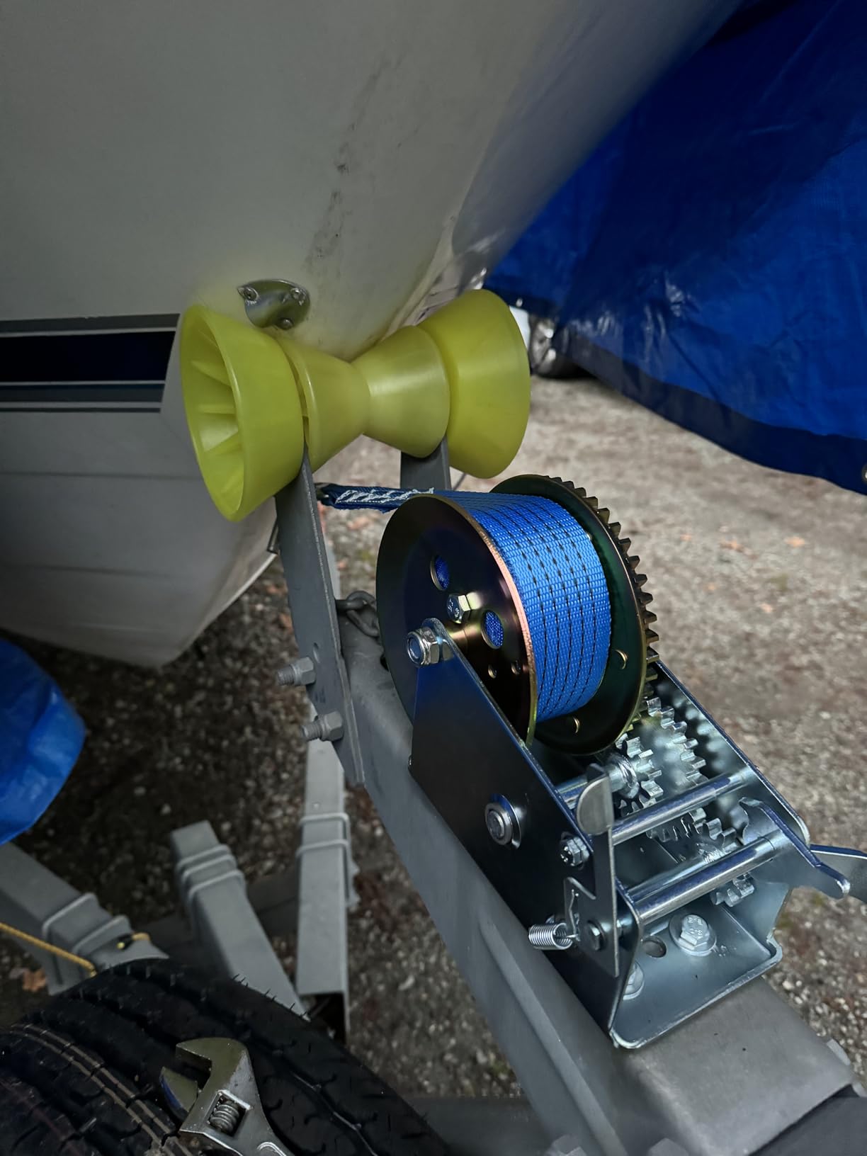 OPENROAD Boat Winch 3500lbs Hand Winch, with 32ft Blue Strap and 2 Speed switchable, for Boat Trailer Towing Winch customer photo 2