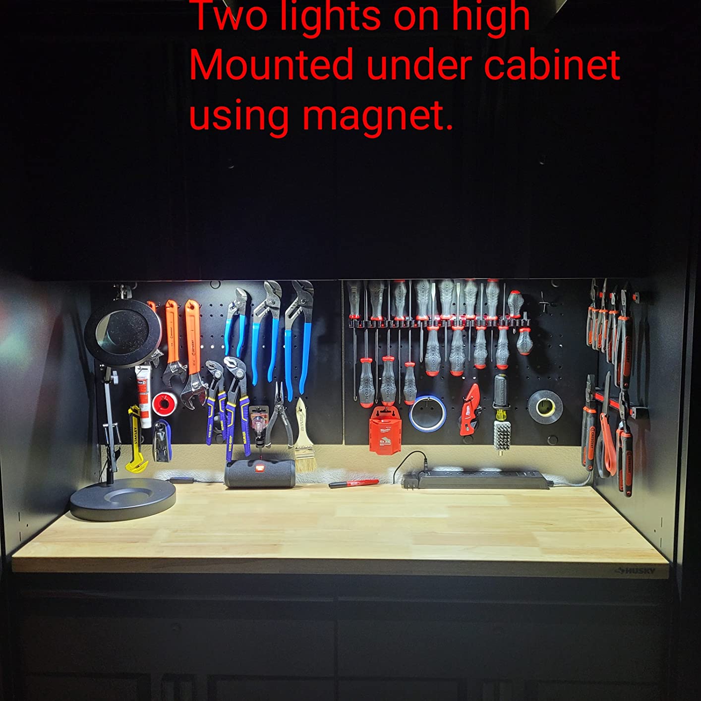 innofox 2-Pack LED Rechargeable Magnetic Work Light 1500 Lumens, Hanging Hook with 3 Modes, LED Work Light for Car Repair, Camping, and Hurricane Use customer photo 1