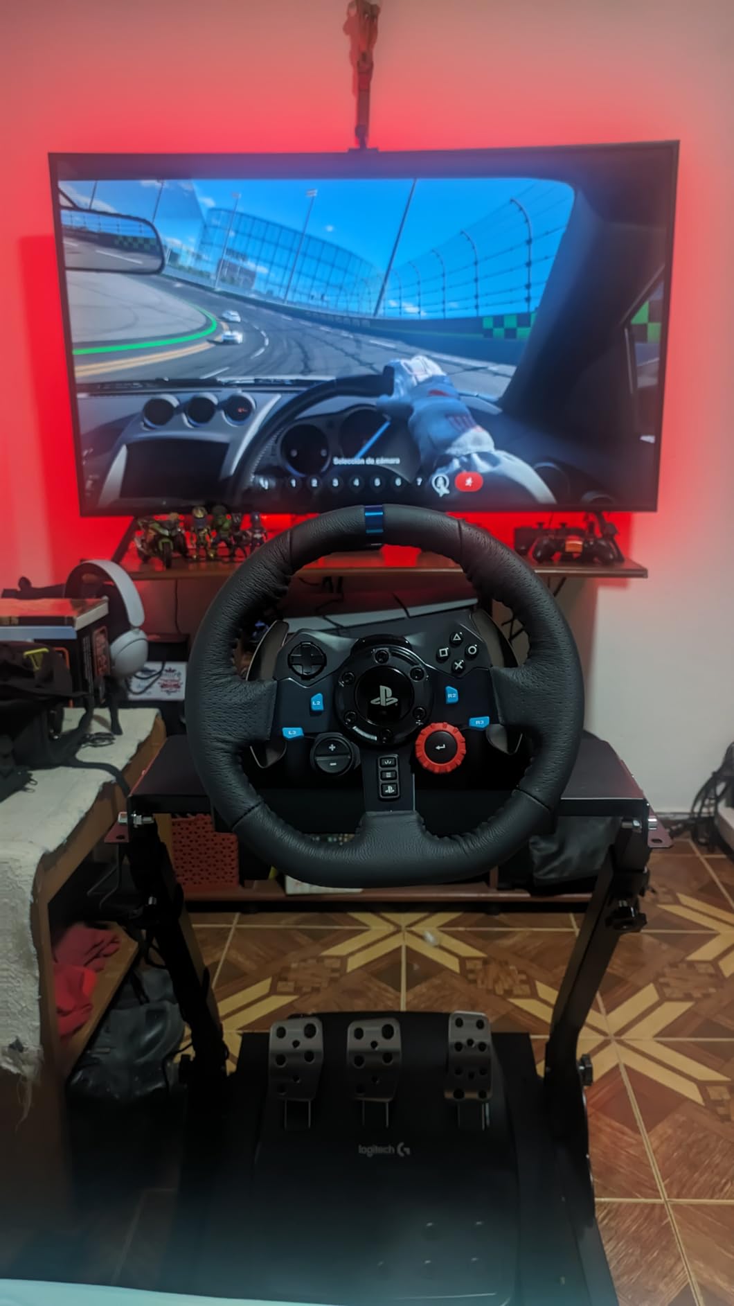 Racing Wheel Stand, Height Adjustable & Foldable Steering Wheal Stand Compatible with Logitech G25,G27,G29,G920 Gaming Cockpit customer photo 1