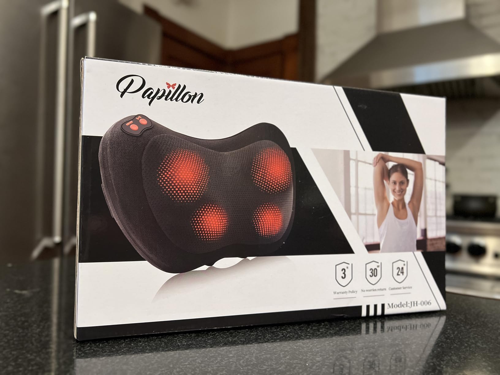 Papillon Back Massager with Heat,Shiatsu Pillow for Body Pain Relief Black customer photo 1