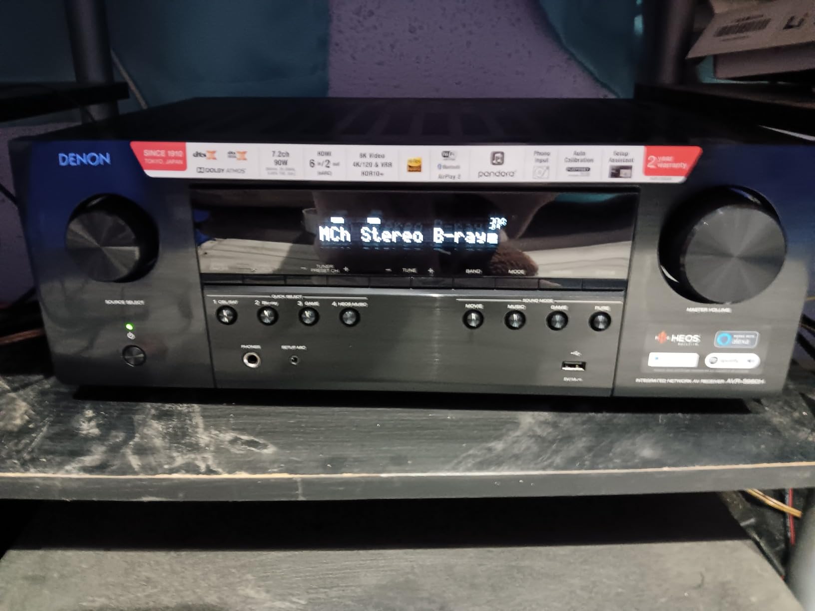 Denon AVR-S960H 8K Ultra HD 7.2 Channel (90Watt X 7) AV Receiver, Black customer photo 2