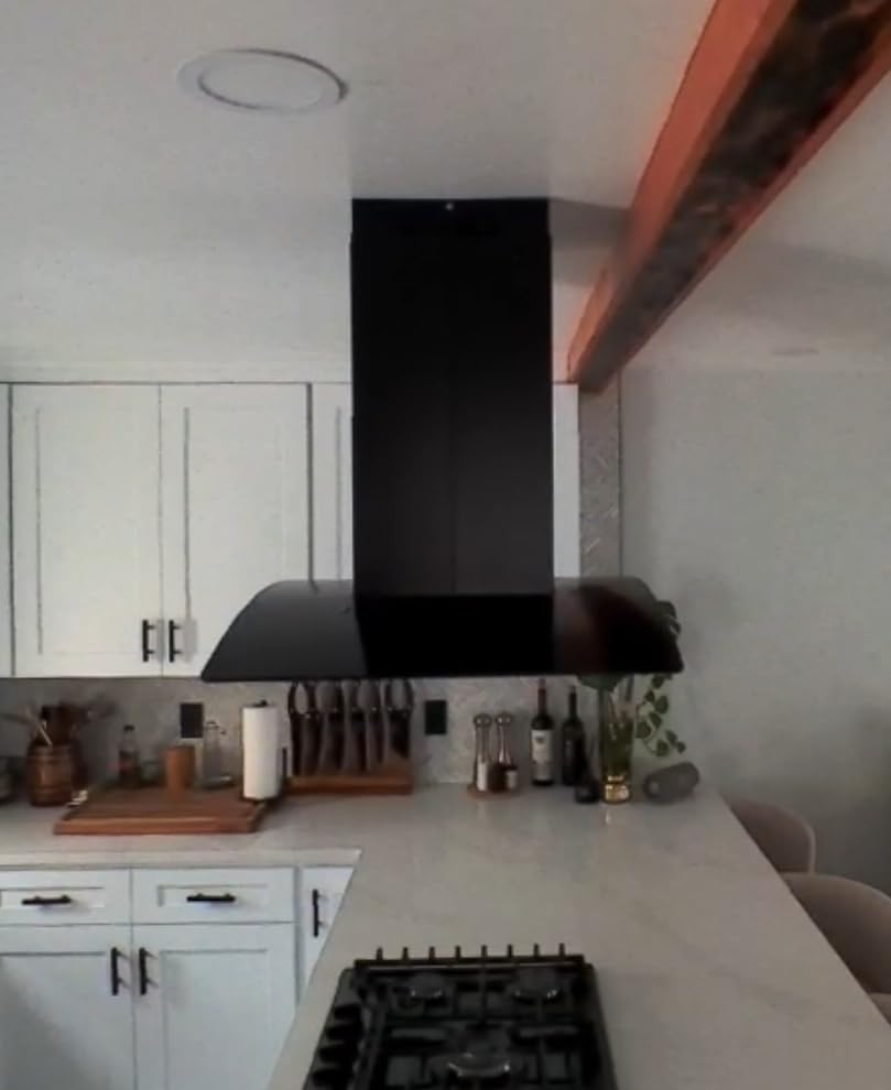 FIREGAS Island Range Hood 30 inch, 700 CFM Ceiling Mount Kitchen Vent Hood | Stainless Hood, 3-Speed Fan, 4 LEDs, Timer, Gesture/Remote/Touch, Ducted/Ductless, Permanent Filters, Duct & Charcoal Filters customer photo 2
