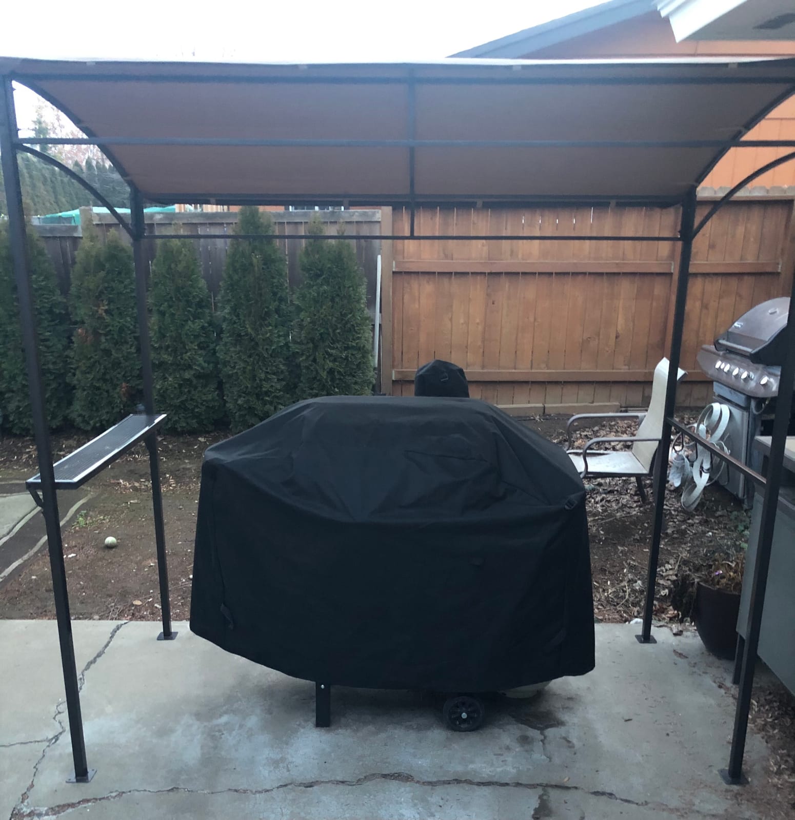 Tangkula 7ft Grill Gazebo, Patio Barbecue Canopy with Serving Shelf and Storage Hooks, Curved Grill Shelter w/Heavy-Duty Steel Frame Sunshade Gazebo for Outdoor Garden (Beige) customer photo 1