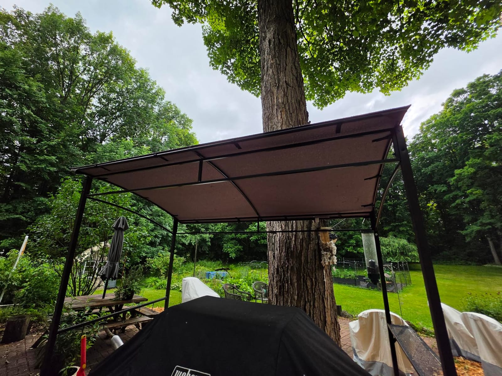 Tangkula 7ft Grill Gazebo, Patio Barbecue Canopy with Serving Shelf and Storage Hooks, Curved Grill Shelter w/Heavy-Duty Steel Frame Sunshade Gazebo for Outdoor Garden (Beige) customer photo 2