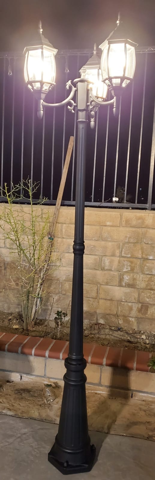 PARTPHONER Outdoor Lamp Post Light 3-Head, Classic Black with Clear Glass Panels, E26 Base Maximum 100W (3 LED Bulbs Included), Waterproof Street Light for Backyard, Garden, Driveway customer photo 2