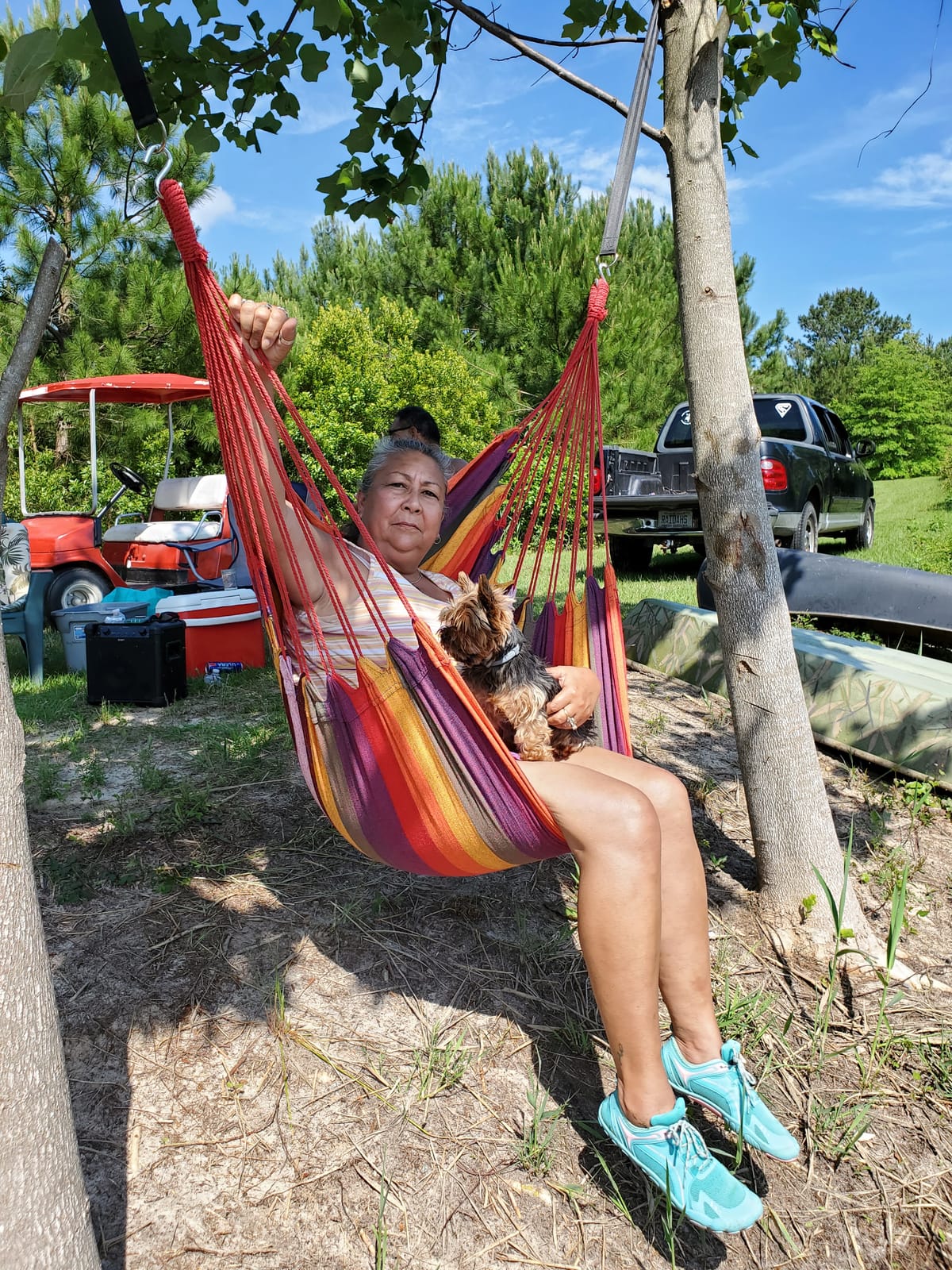Hommtina Hammock Chair Hanging Rope Swing, Max 300 Lbs Hanging Chair with Pocket & Durability Perfect for Outdoor, Home, Bedroom, Patio, Yard (Pillows NOT Included,Dark Gray) customer photo 1