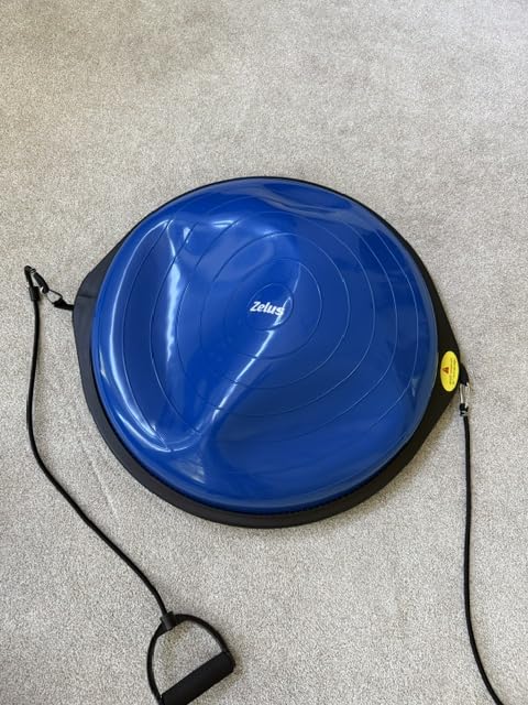 ZELUS 25in. Balance Ball | 660lb Inflatable Half Exercise Ball Wobble Board Balance Trainer w Nonslip Base | Half Yoga Ball Strength Training Equipment w 2 Bands, Pump, Extra Ball Included customer photo 2