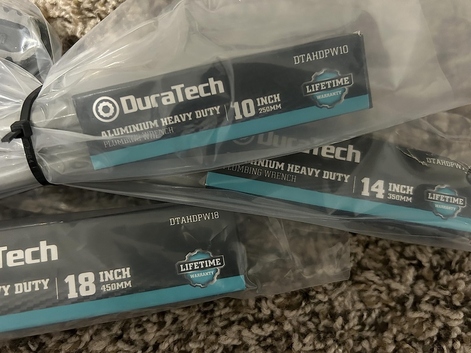 DURATECH 3-Piece Aluminum Straight Pipe Wrench Set, 10