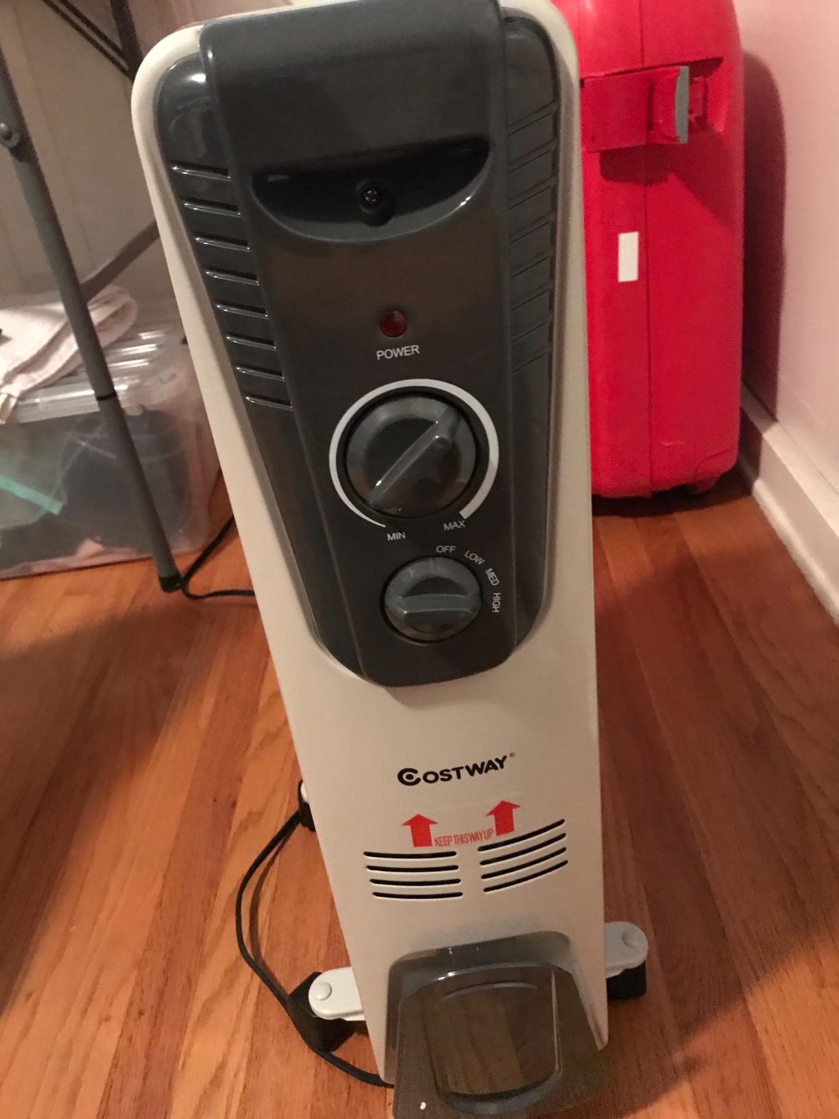 Tangkula Oil Filled Radiator Heater, 1500W Portable Space Heater Radiator with Adjustable Thermostat, 3 Heat Settings, Overheat & Tip-Over Protection, Electric Radiant Heater for Indoor use customer photo 1