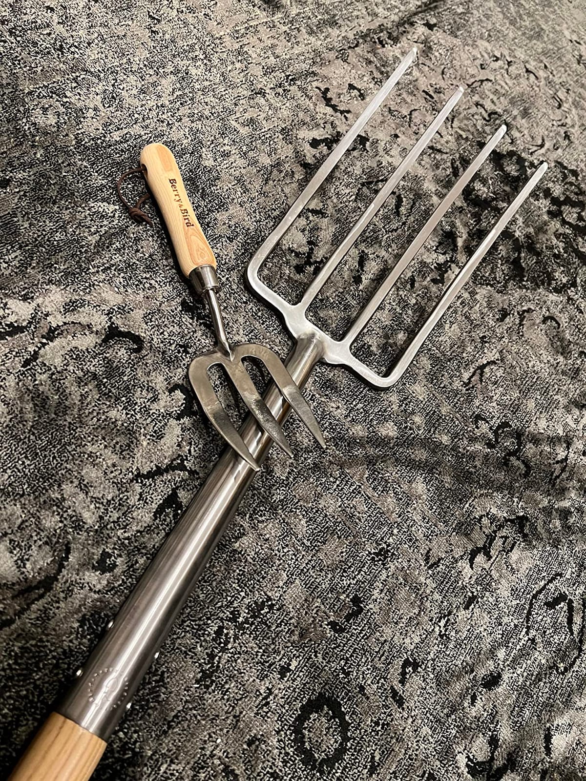 Gardening Digging Fork, 4-Tine Stainless Steel Pitchfork customer photo 2