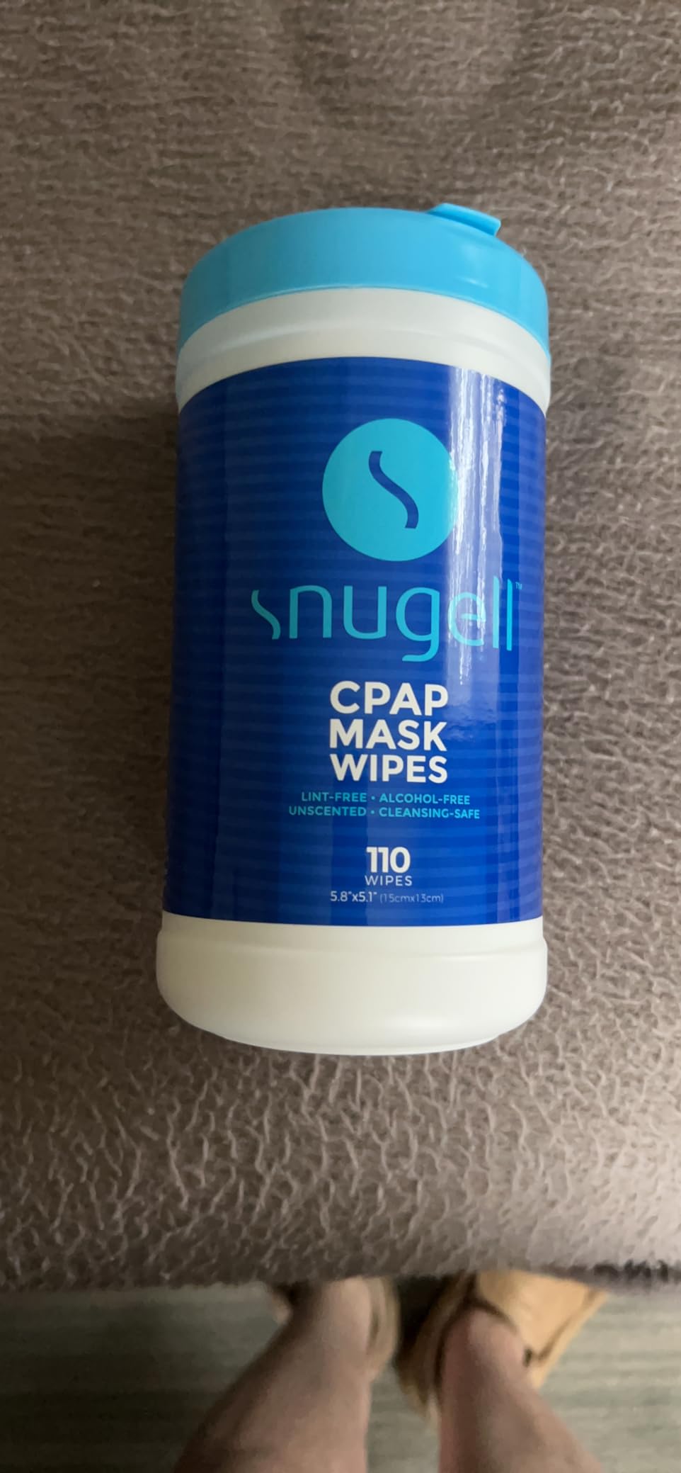 Snugell Unscented CPAP Mask Wipes – 110 Count –100% Soft Cotton – Lint & Alcohol-Free – Skin-Safe Formula with Aloe Vera – Easy-to-Open Canister – Perfect for Cleaning CPAP Masks, Tubes, and Devices customer photo 2