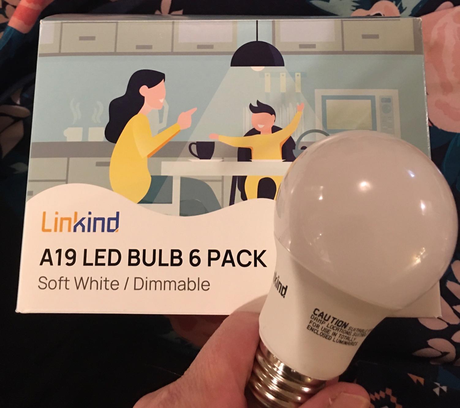 Linkind A19 LED Light Bulbs Dimmable, 60W Equivalent, Energy Efficient 9W, 2700K, 800 Lumens, E26 Standard Base, Lighting for Bedroom Living Room Home Office, 6 Packs customer photo 1