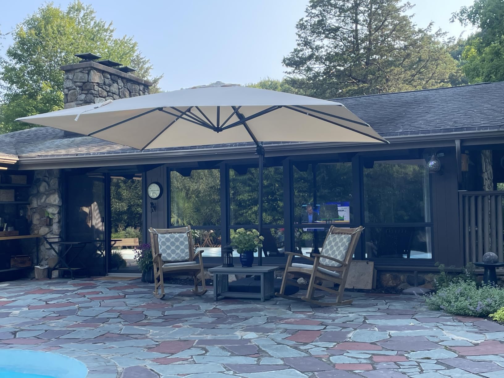 PURPLE LEAF Patio Umbrella Outdoor 10' x 10' Square 360° Rotation Beige customer photo 1