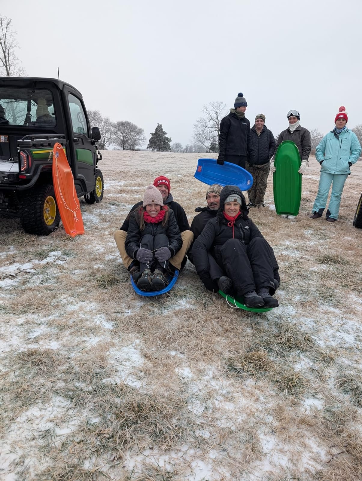 Flexible Flyer Winter Lightning Snow Sleds for Kids and Adults (3-Pack) - 48 Inch Toboggan Style Plastic Sled with Hard Bottom for Fast, Smooth Rides - 1 or 2 Riders (Blue, Green, Orange) customer photo 2