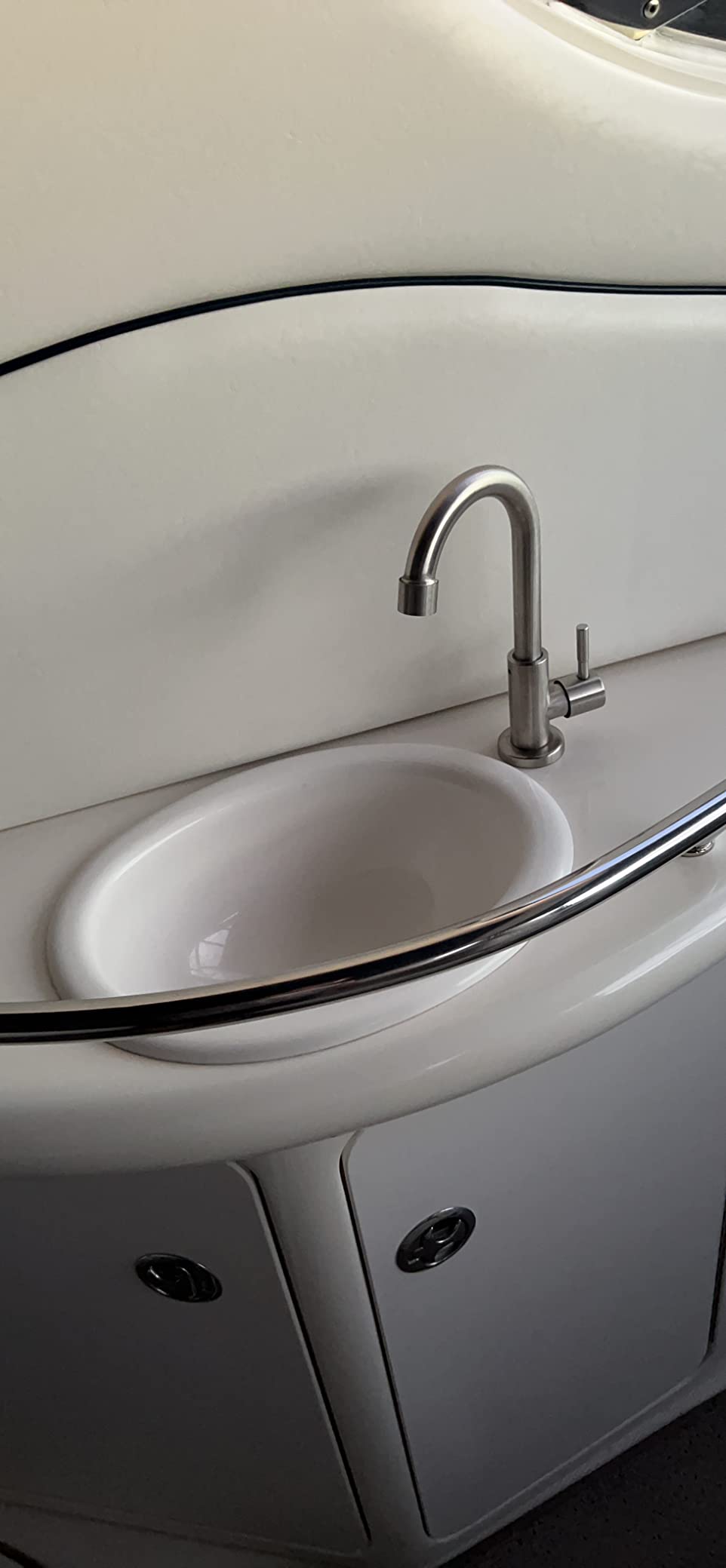 Heyalan SUS304 Cold Water Bar Sink Faucet, Single Handle, Brushed Nickel customer photo 2