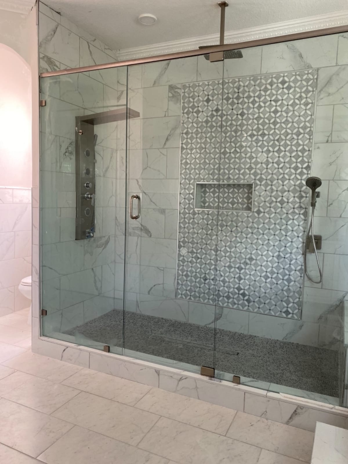 Shower Panel Massage Jets Rainfall Waterfall Shower Head, Shower Stainless Steel Wall Mount Massage Multi-Function Bathroom Shower Panel Tower System, Brushed Nickel…… customer photo 2