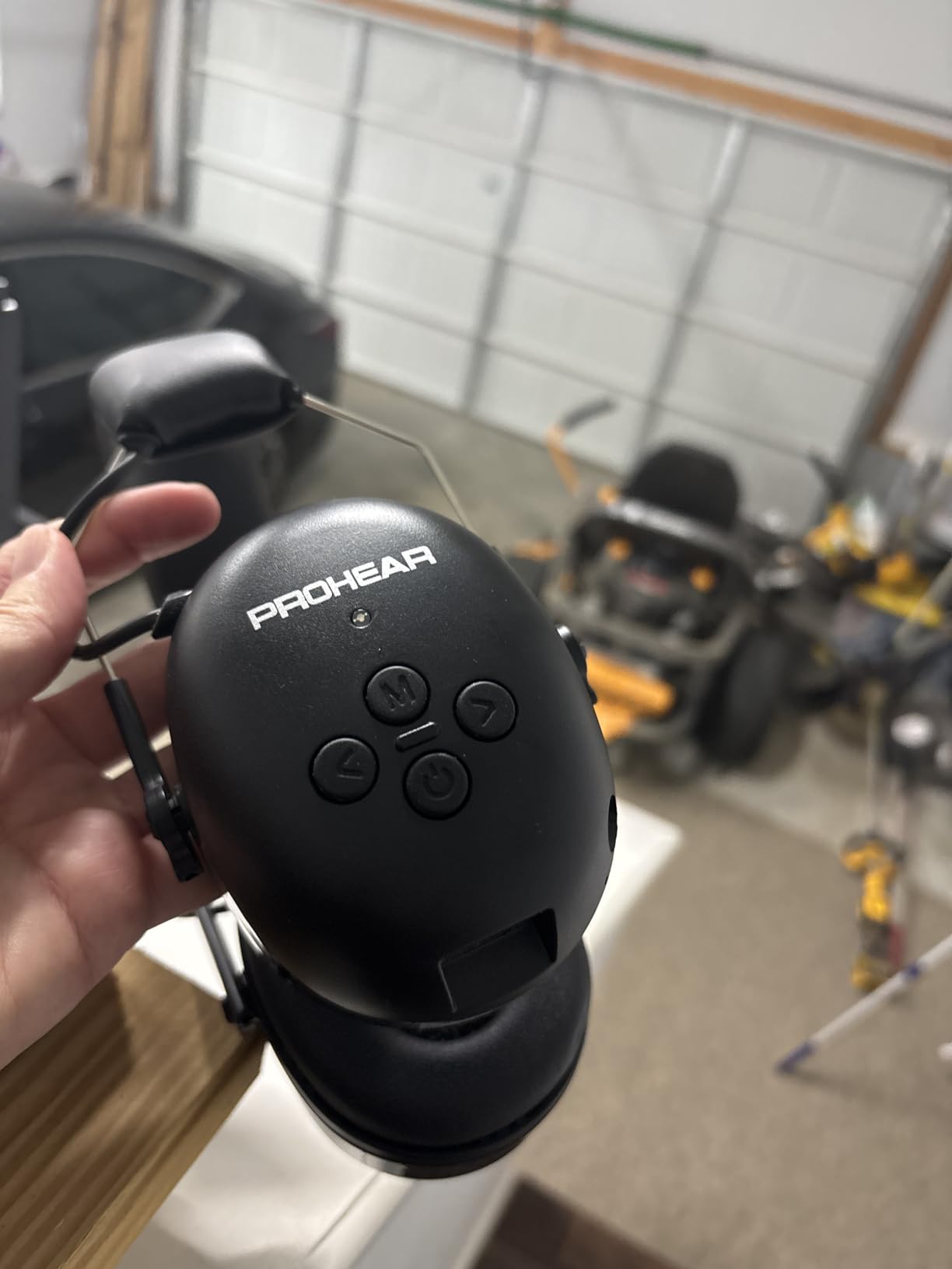 PROHEAR 037 Bluetooth 6.0 Hearing Protection Headphones with Rechargeable 1100mAh Battery, 30dB SNR Safety Noise Reduction Ear Muffs 120H Playtime for Mowing, Workshops, Snowblowing - Black customer photo 1