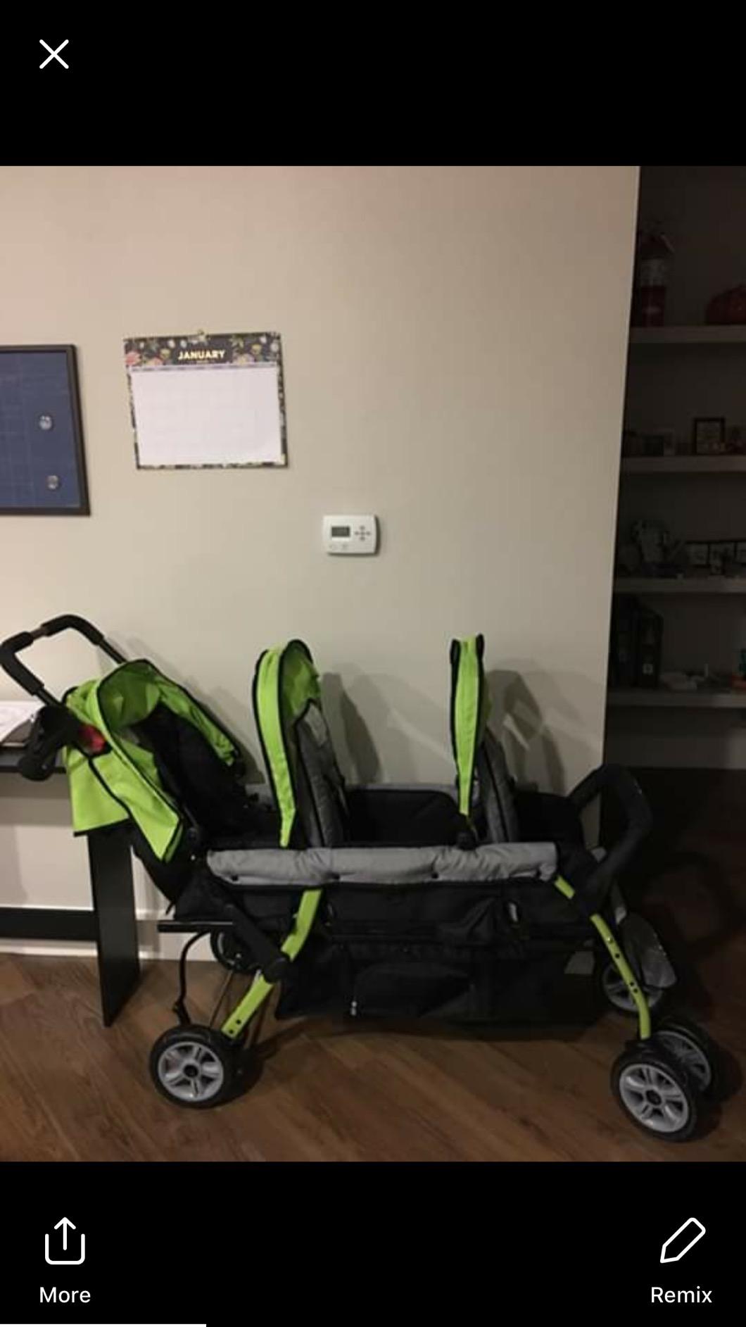 Gaggle by Foundations Compass 3 Seat Triple Stroller | Foot Brake | Shock-Absorbing All-Terrain Wheels | Easy Folding | Black customer photo 1