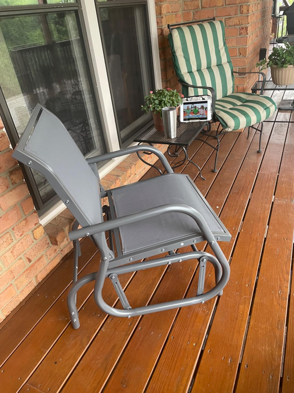 GIANTEX Outdoor Glider Chair, Patio Swing Chair w/Study Metal Frame customer photo 1