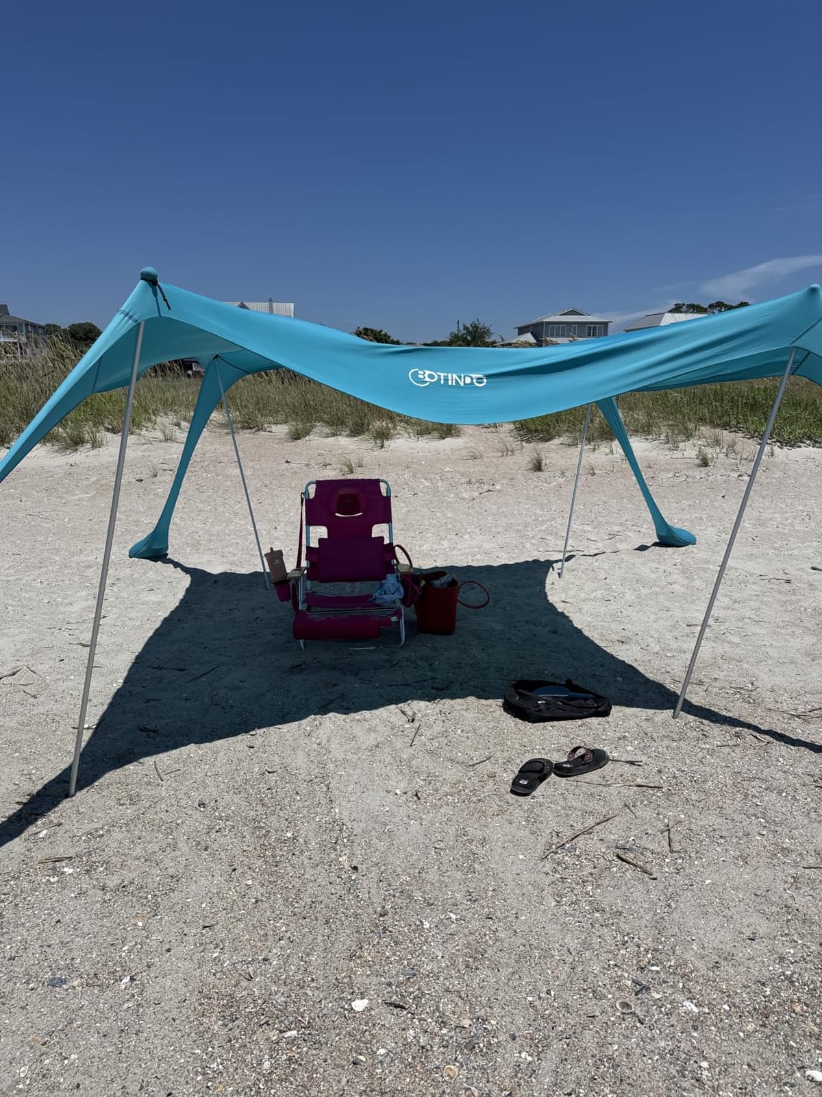 Family Beach Tent Canopy Sun Shade, Pop Up Grande Beach Tent Sun Shelter Stability 4 Poles with Portable Carry Bag Outdoor Shade for Fishing Backyard Camping customer photo 1