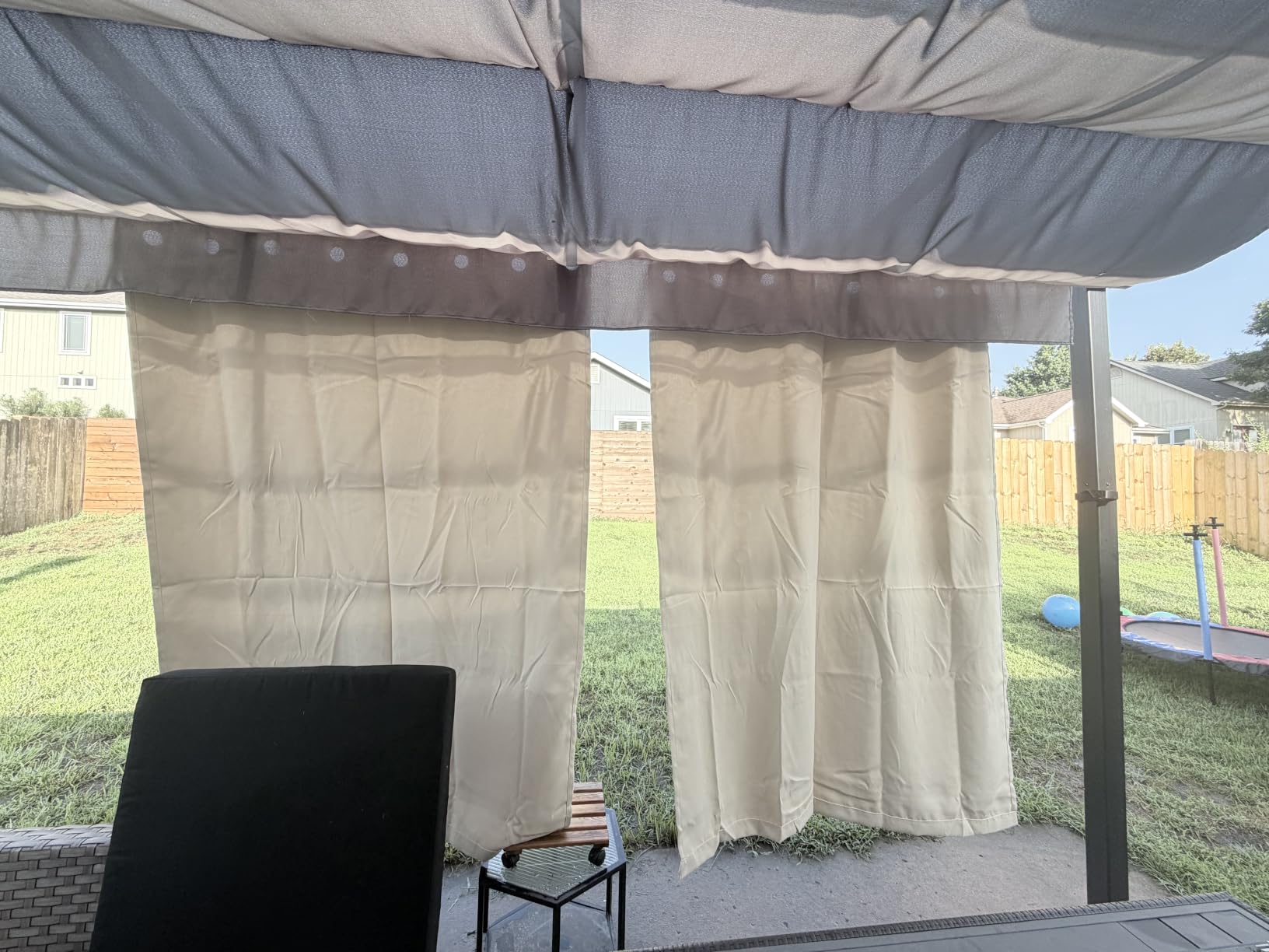Waterproof Outdoor Curtain W52 x L84 - Grommet Top Sunlight Blocking Window Treatment Drapes Blackout Curtains for Home Bedroom Living Room Patio Porch Pergola Cabana Gazebo (Beige, 2 Panels) customer photo 1
