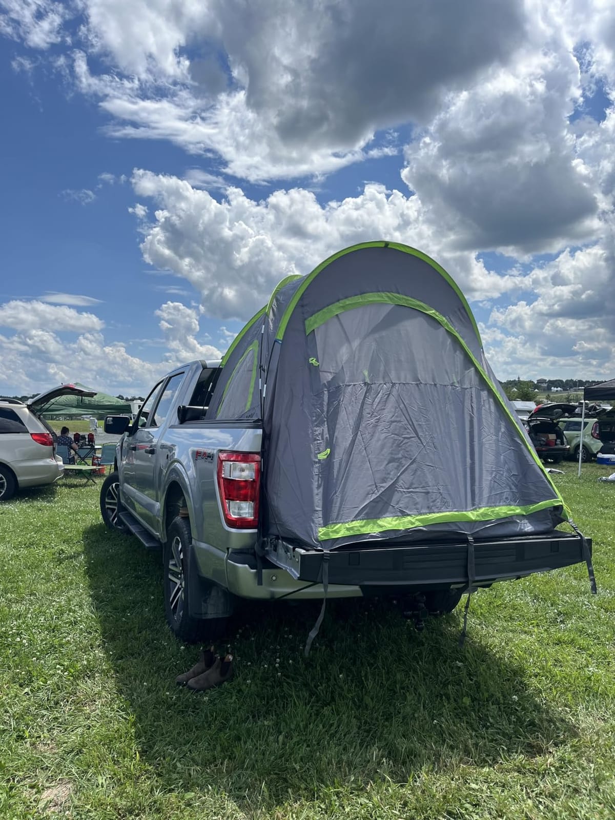 JOYTUTUS Pickup Truck Tent 2.0, Waterproof PU2000mm Double Layer for 2 Person, Portable Truck Bed Tent with Rainfly, 5.5'-5.8' Camping Preferred - Green customer photo 2