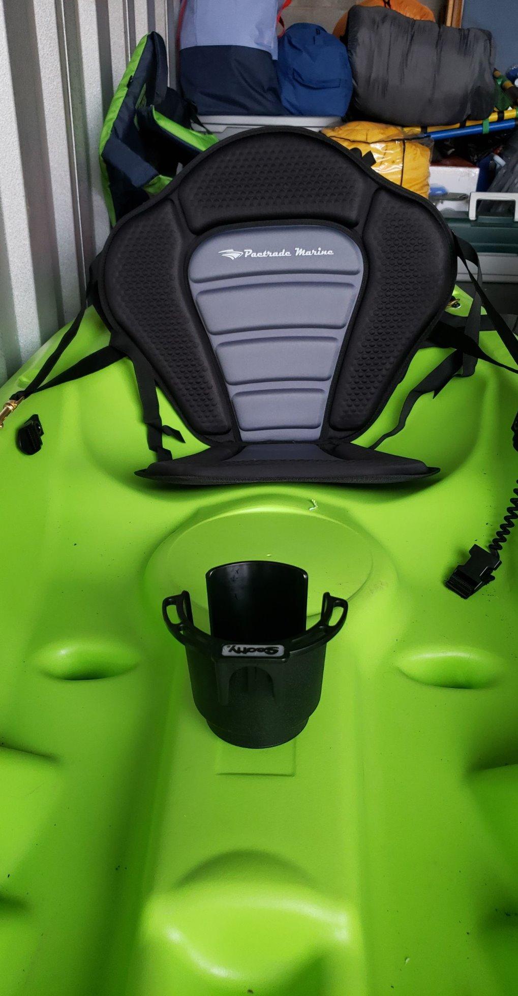 Pactrade Marine Adjustable Straps Black Gray Padded Deluxe Kayak Seat Detachable Storage Back Backpack Bag Canoe Backrest Support Cushion Sit On Top Fishing Brass Clips Canoeing Kayaking Rafting (2) customer photo 2
