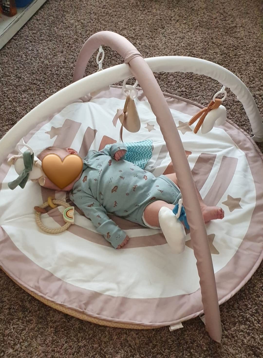 Tummy Time Activity Mat, Macrame Baby Play Gym Mat with 6 Detachable Toys and 12 Milestone Cards for Stage-Based Sensory and Motor Skill Development, Washable Play Mats for Infant, Non Slip Play Mat customer photo 1