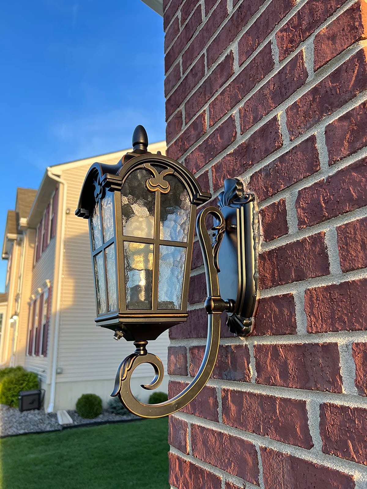 Hardwired 120V Dusk to Dawn Outdoor Post Light Black Roman, Waterproof Aluminum Pole Light Fixture with Pier Mount Base, Exterior Lamp Post Lantern Head with Clear Glass for Garden Yard Patio Pathway customer photo 2