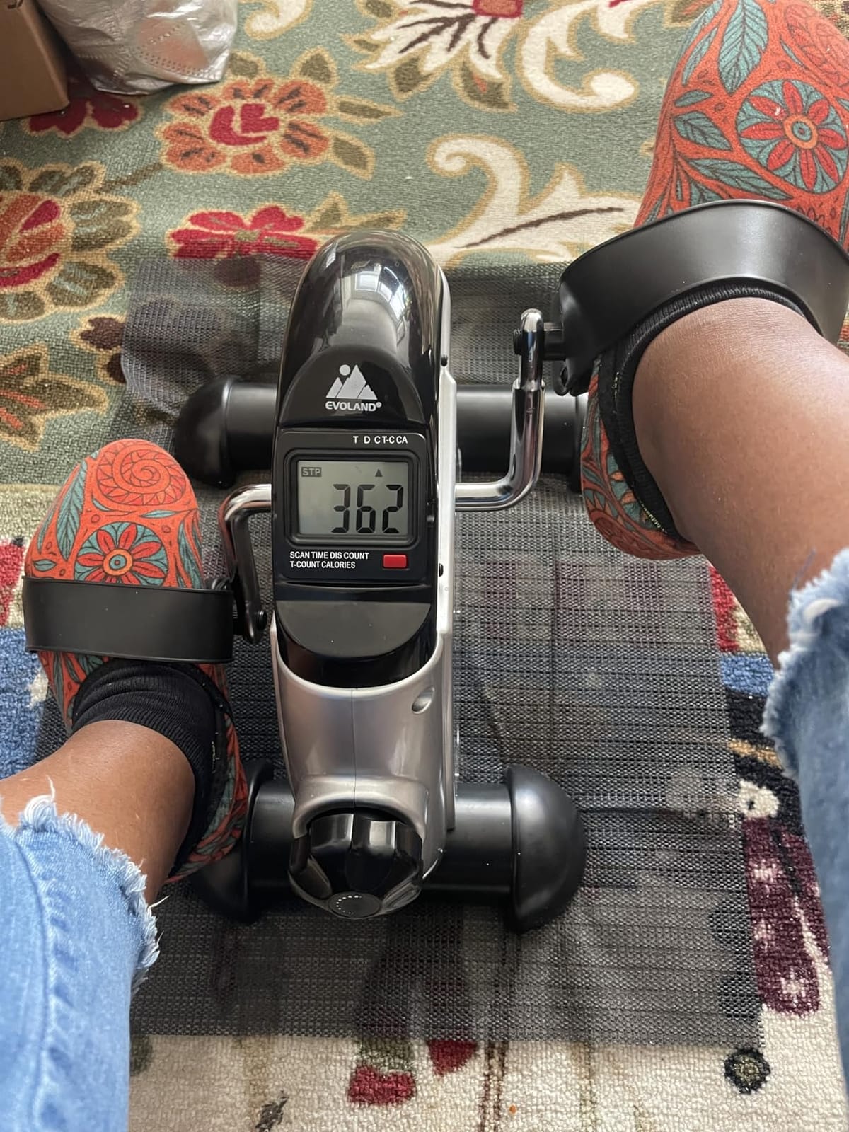 Mini Exercise Bike, himaly Under Desk Bike Pedal Exerciser Portable Foot Cycle Arm & Leg Peddler Machine with LCD Screen Displays customer photo 2