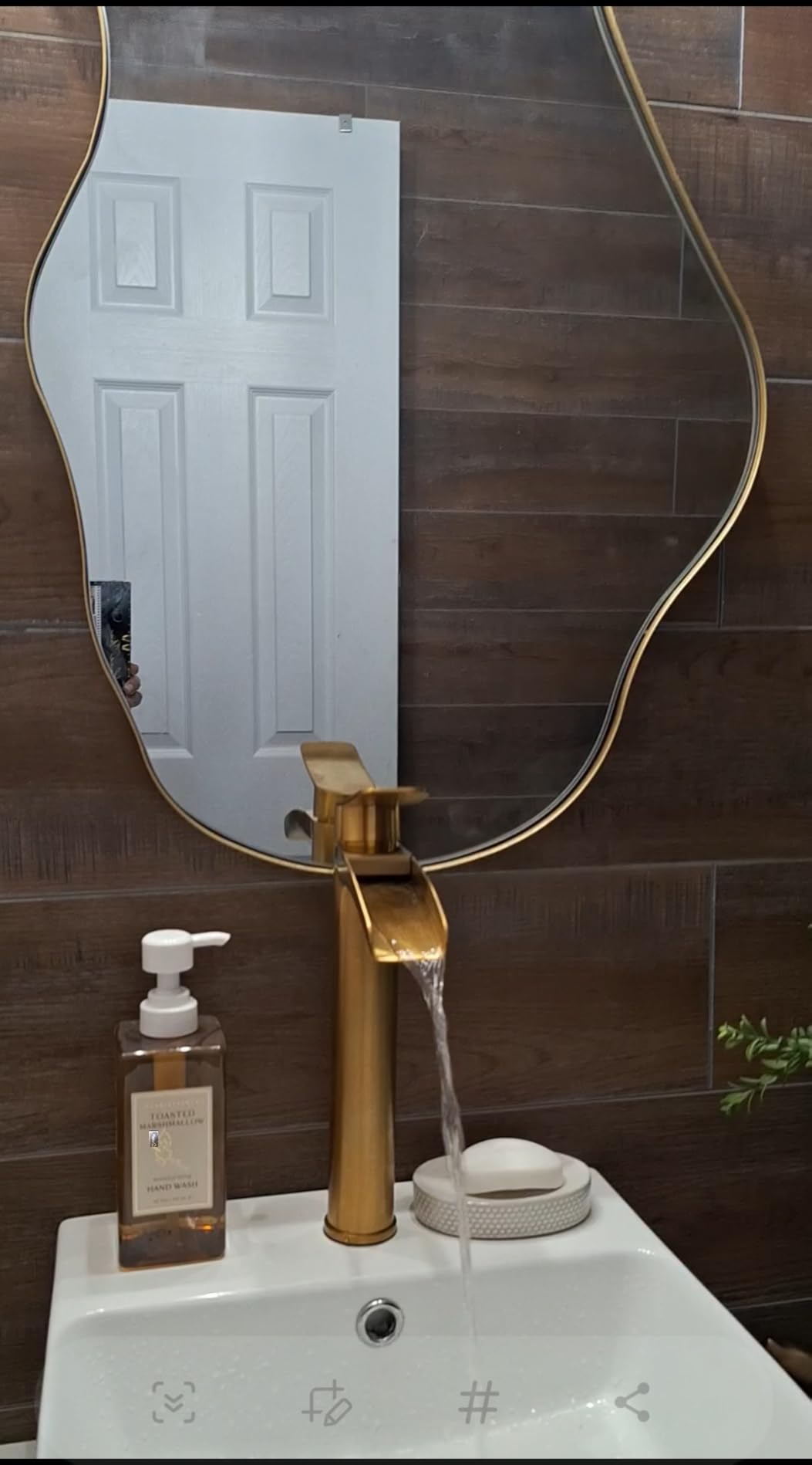 Phiestina Brushed Nickel Tall Bathroom Vessel Sink Faucet, Single Hole Single Handle Waterfall Modern Above Countertop Sink Bathroom Faucet, with Pop Up Drain and Water Supply Line, NS-SF01-BN-V customer photo 1