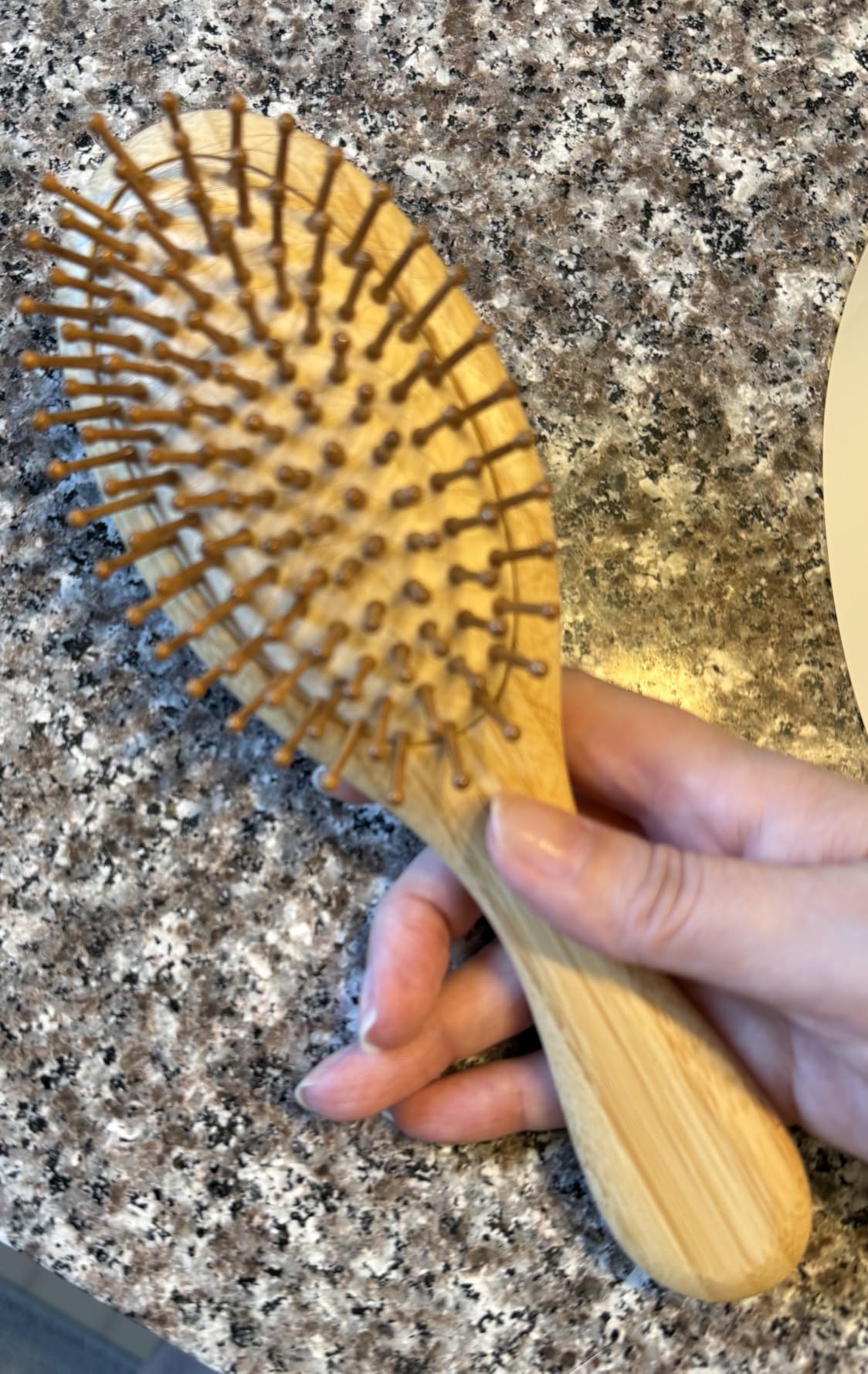 GAINWELL Bamboo Hair Brush for Hair Growth, Natural Bamboo Bristles Detangling Wooden Paddle Hairbrush for Massaging Scalp, for Women Men and Kids, for All Hair Types, with Ergonomic Handle customer photo 2