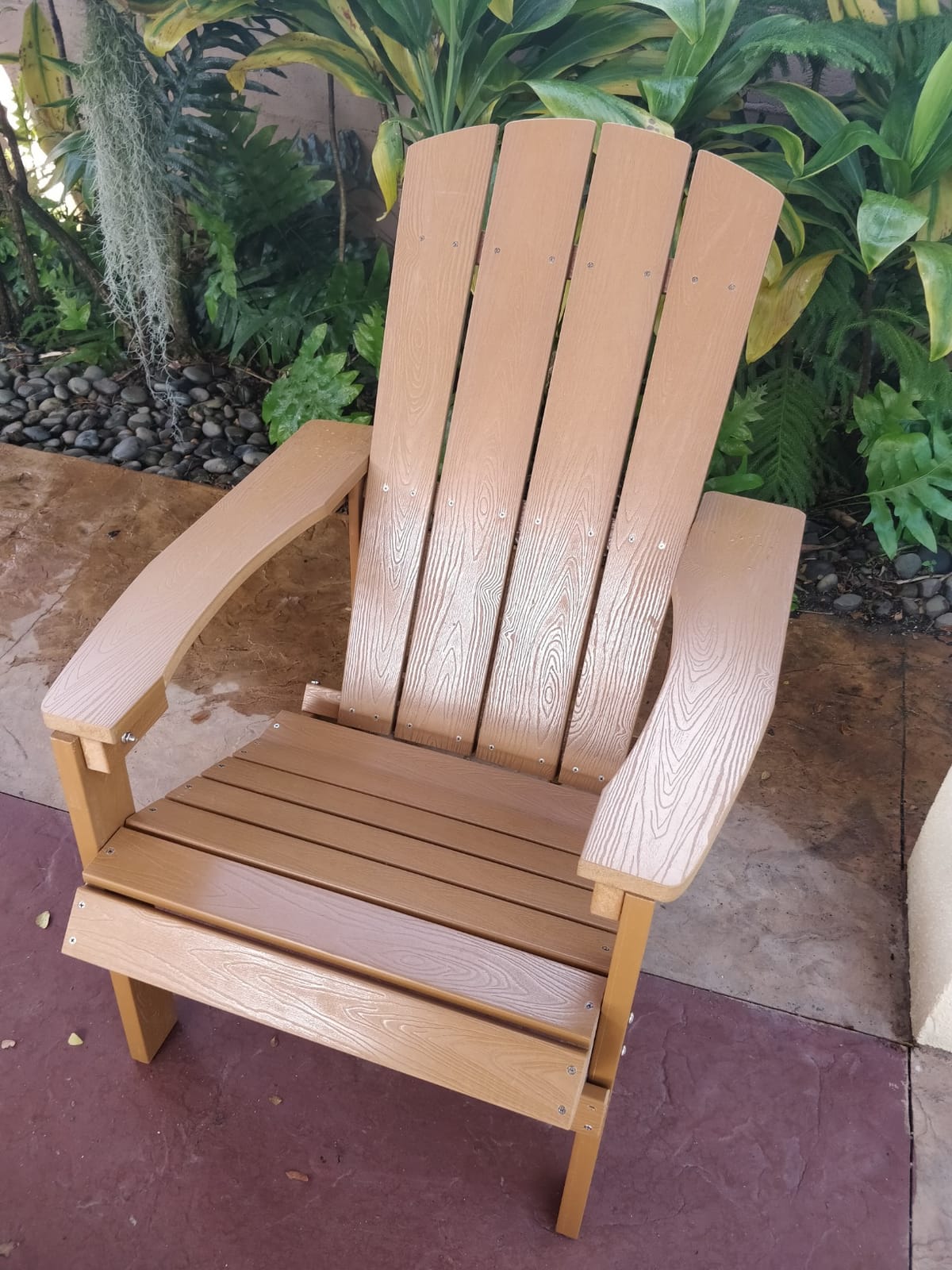 Flash Furniture Charlestown Poly Resin Adirondack Chair - Teak - All Weather - Indoor/Outdoor - Set of 2 customer photo 2