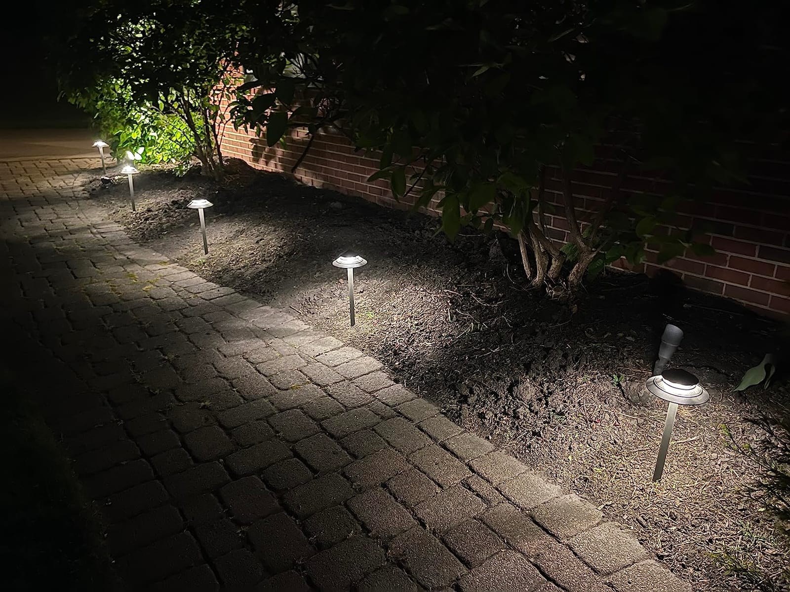 GOODSMANN Pathway Lights Kits 3W LED 8PK Outdoor Low Voltage Landscape Lighting 180 Lumen Hardwired 2 Tier Pagoda Path Light 3000K Warm White Metal 12V Electric Sidewalk Walkway Lights with Connectors customer photo 1