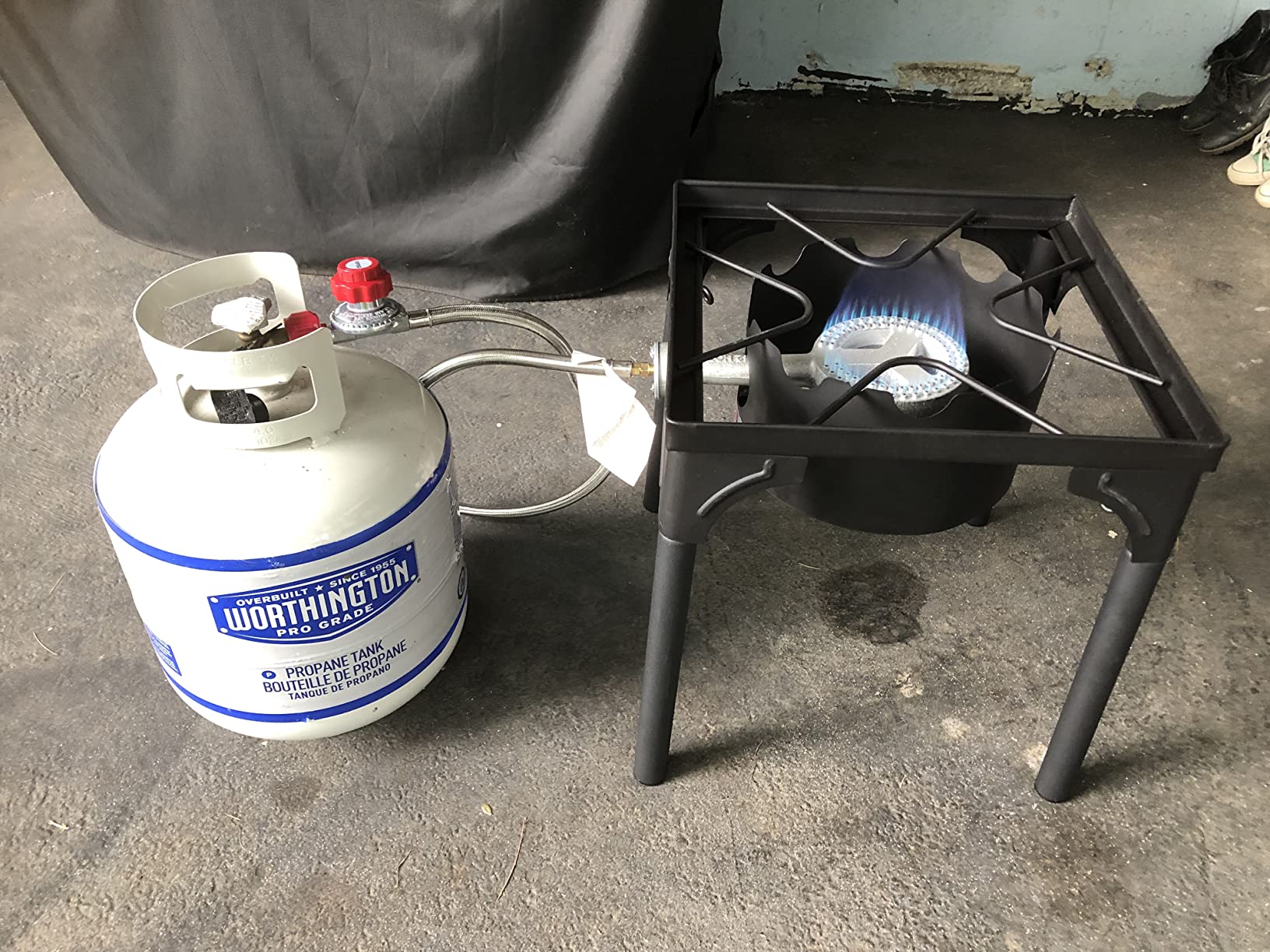 GasOne Propane Single Burner Camp Stove with High Temp Paint & Red QCC Steel Braided Regulator with Height Adjustable Leg customer photo 2