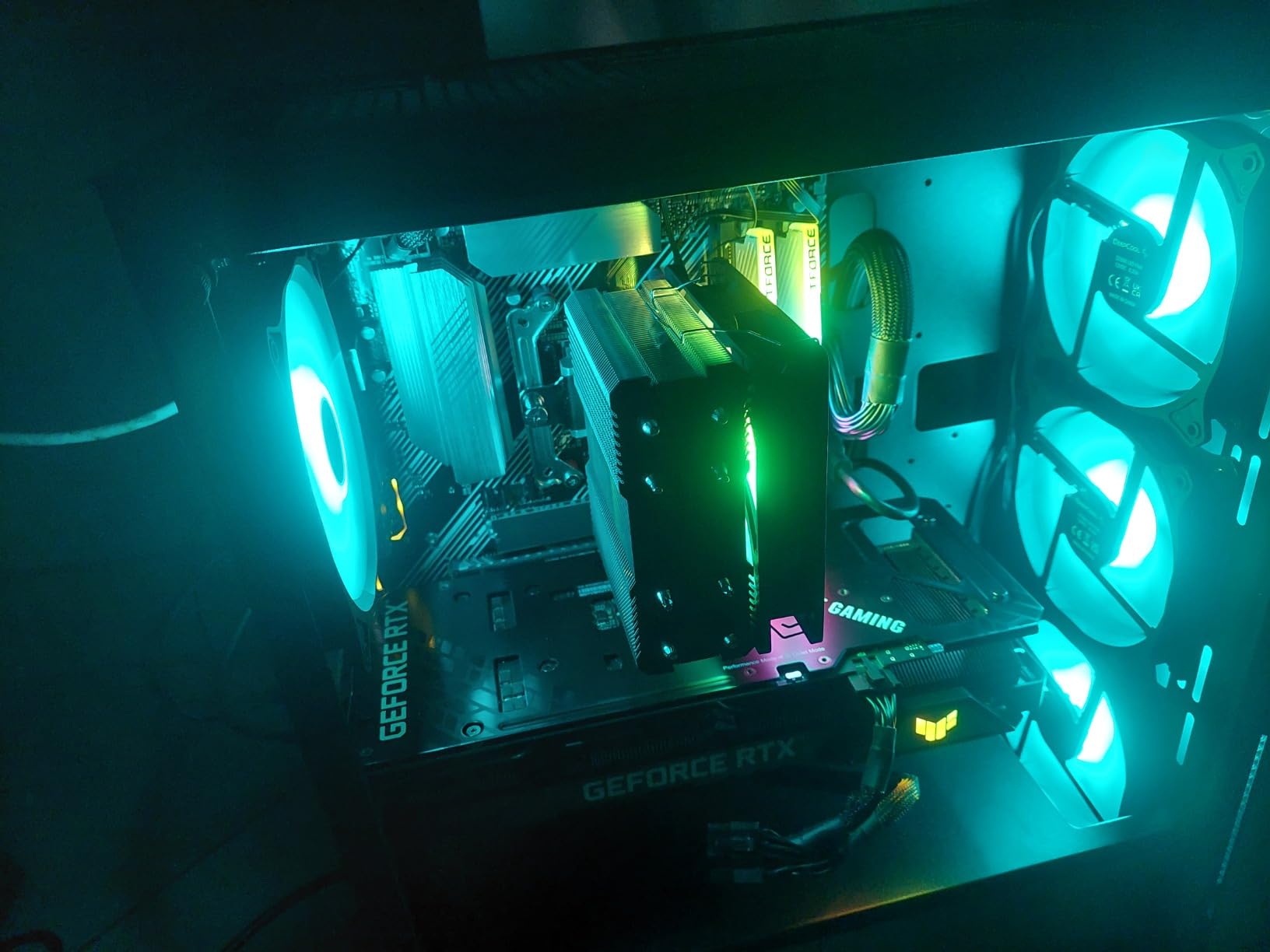 ASUS TUF Gaming NVIDIA GeForce RTX 3060 Ti V2 OC Edition Graphics Card (PCIe 4.0, 8GB GDDR6, LHR, HDMI 2.1, DisplayPort 1.4a, Dual Ball Fan Bearings, Military-Grade Certification, GPU Tweak II) customer photo 1