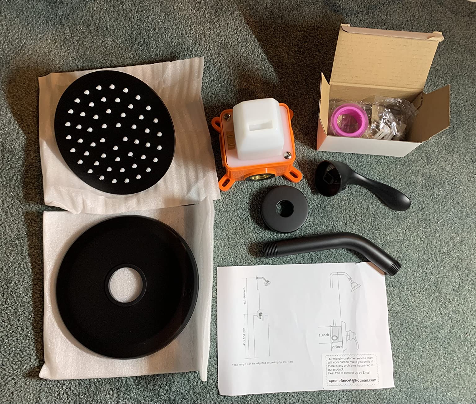 Black Shower Head And Faucet Set Complete With Valve Shower Fixtures With 6 Inch High Pressure Rain Shower Head Trim kit Regaderas Para bBaño Modernas customer photo 1