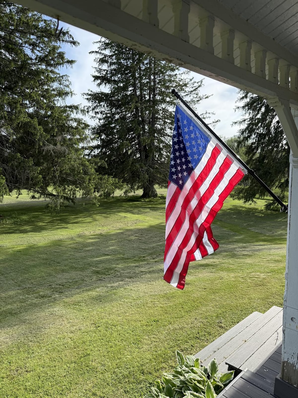 American Flag with Pole - Includes 5ft Heavy Duty Flag Pole Holder for Outside House,3x5 Embroidered US Flag and Wall Mount Bracket,Tangle Free Flagpoles Kit for Porch,Garage,Outdoor customer photo 1