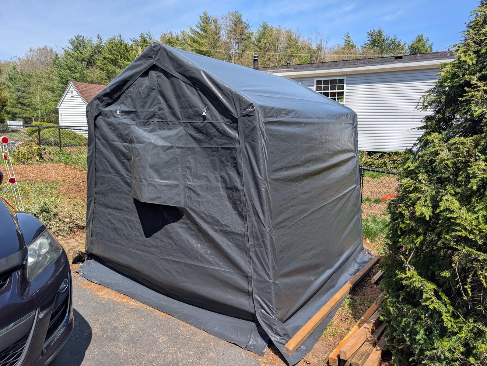 ADVANCE OUTDOOR 7x12 ft 2 Roll up Doors & Vents Outdoor Portable Storage Shelter Garage Tent Carport for Motorcycle ATV with Heavy Duty Metal Frame and Anti-UV Snow Resistant Waterproof Cover, Gray customer photo 2