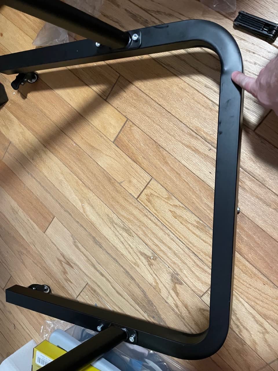 Alpcour Bike Trainer Fitness Desk – Portable Multi-Tasking Workstation Table for Cycling and Exercise – Adjustable Height with Non-Slip Surface and Gadget Slots – Lockable Wheels customer photo 1