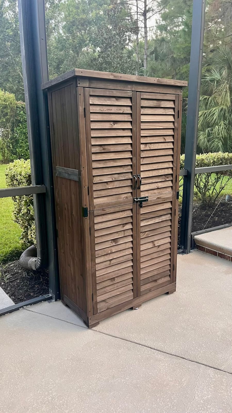 MCombo Outdoor Storage Cabinet, Wood Shed with Shelves 0870 (Natural) customer photo 1