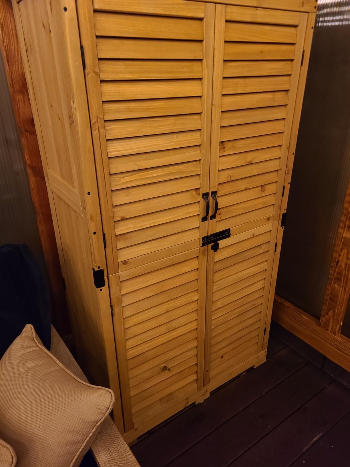 MCombo Outdoor Storage Cabinet, Wood Shed with Shelves 0870 (Natural) customer photo 2