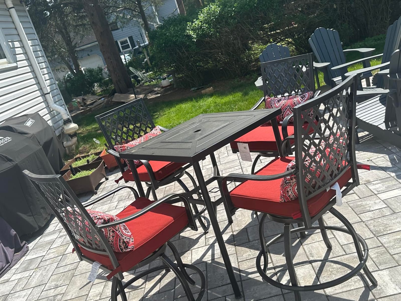Sophia & William 5-Piece Bar Height Outdoor Table and Chairs, Red customer photo 1