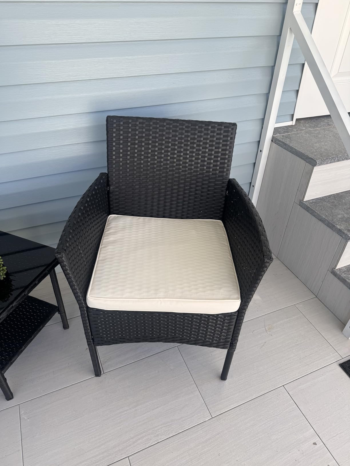 FDW 4-Piece Patio Furniture Set | Black & Beige | Outdoor Wicker Furniture customer photo 2