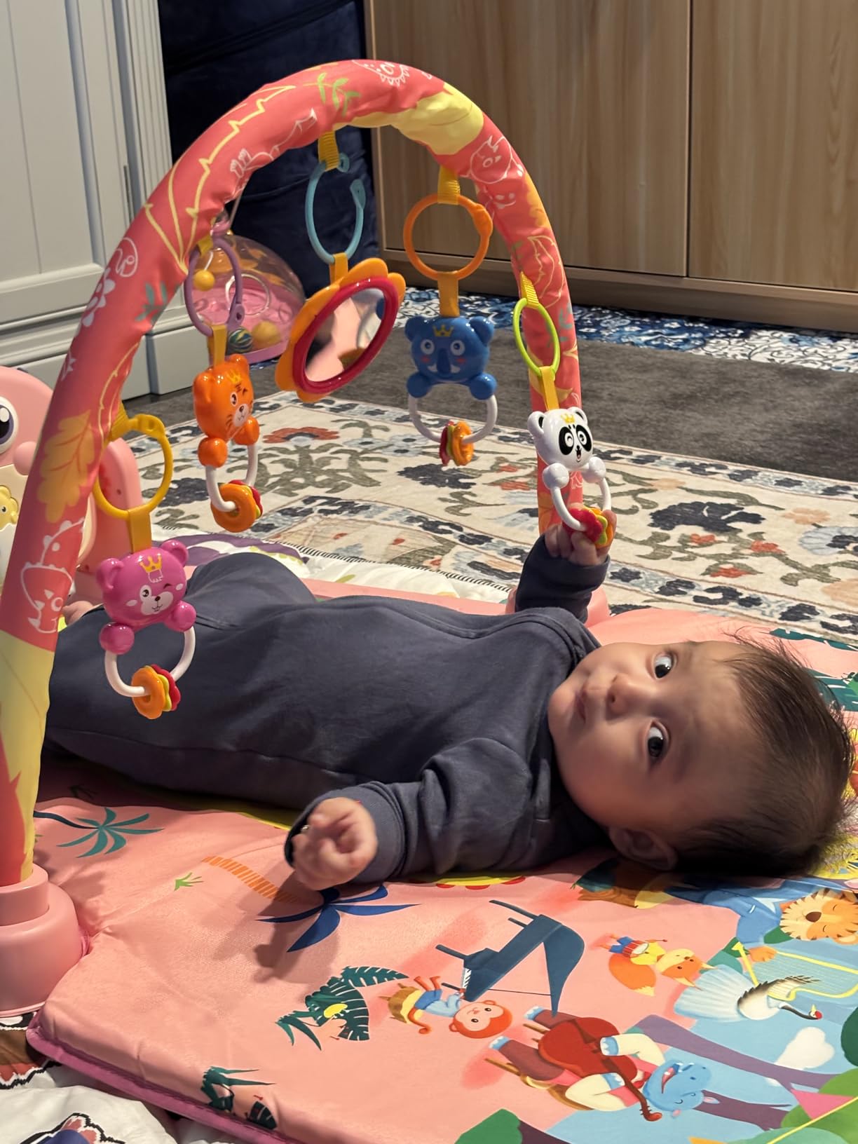 UMIKU Baby Gym Play Mat Baby Gifts Tummy Time Mat Activity Center, Dinosaur customer photo 2