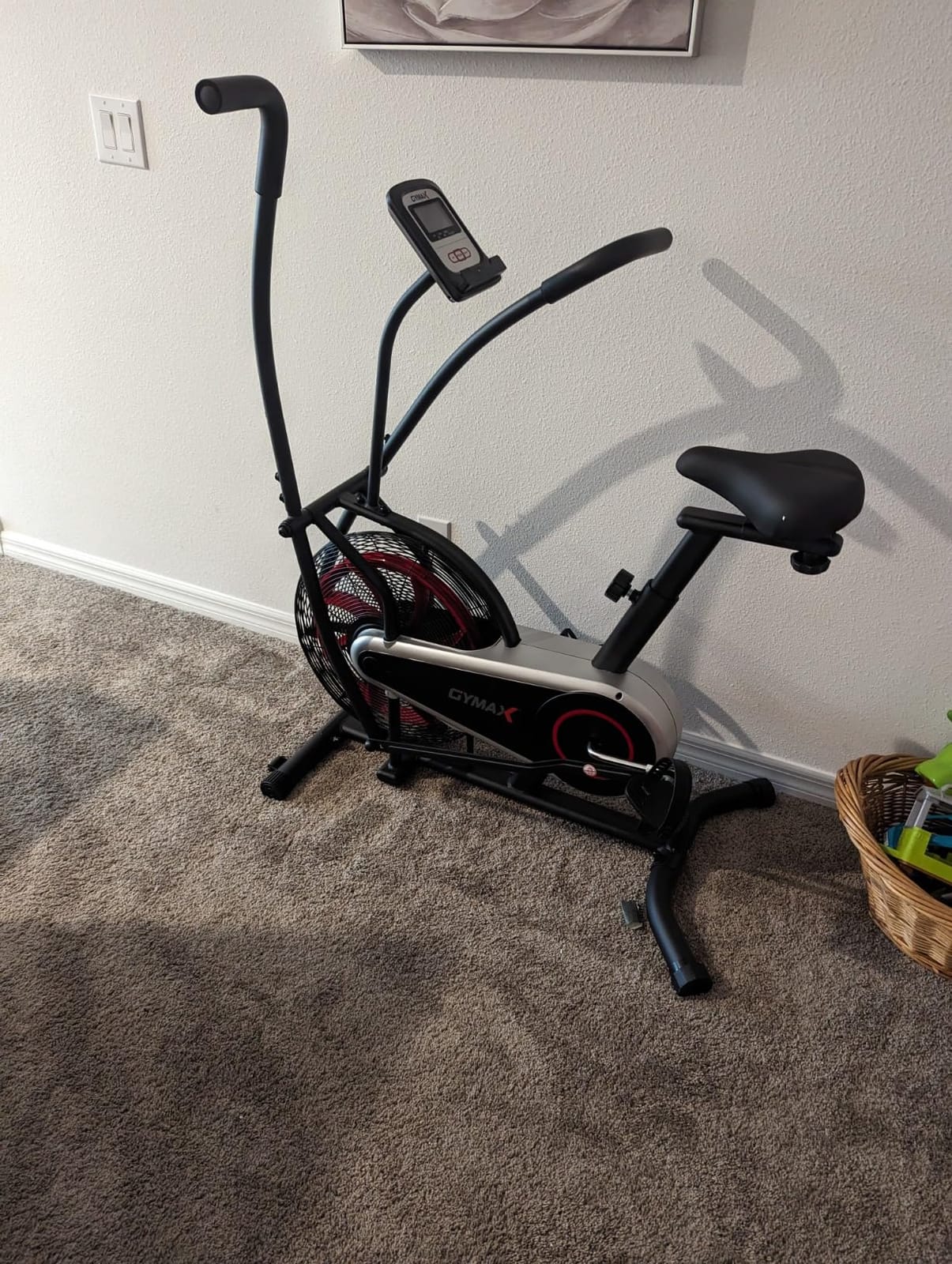 Goplus Air Bike, Fan Exercise Bike with Unlimited Resistance, Clear LCD Display, Tablet Holder, Adjustable Seat and Built-in Wheels, Fan Cycling Bike for Home Cardio Training customer photo 2