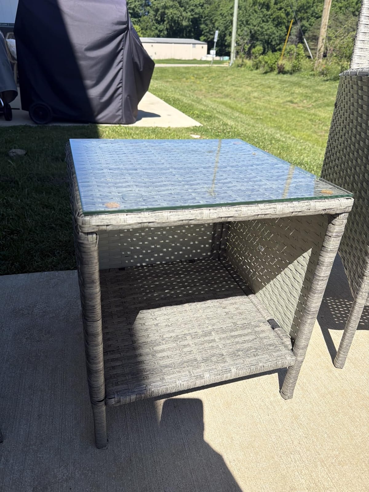 Best Choice Products 3-Piece Outdoor Wicker Conversation Bistro Set, Space Saving Patio Furniture for Garden w/Side Table - Gray/Black customer photo 2